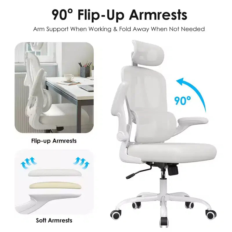 Ergonomic Mesh Office Chair with Adjustable Lumbar Support, Headrest & Flip-Up Armrests