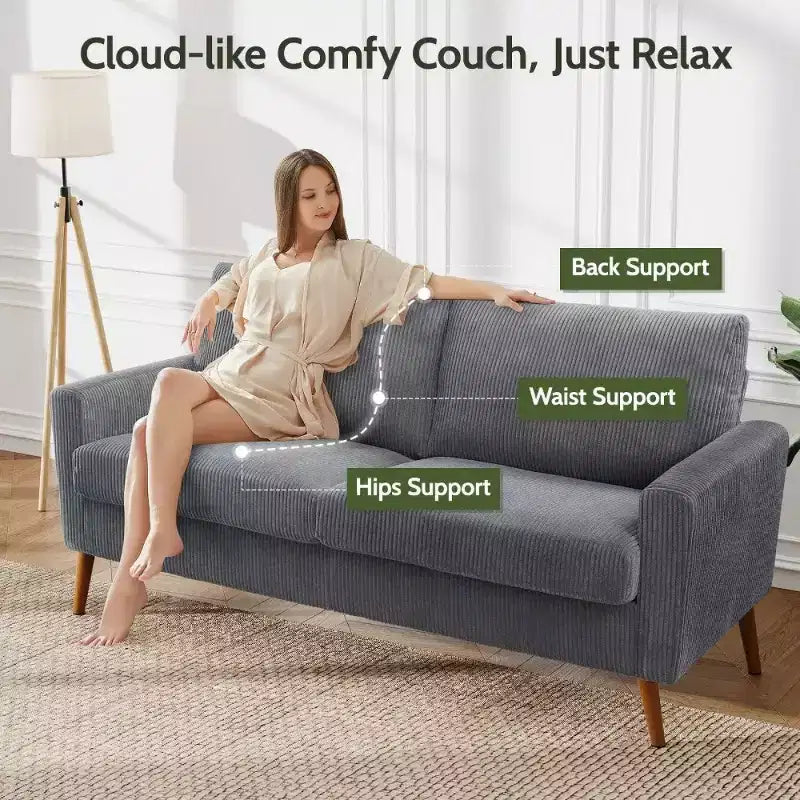 68" Modern Upholstered Loveseat Sofa with 24" Deep Seat & Padded Arms