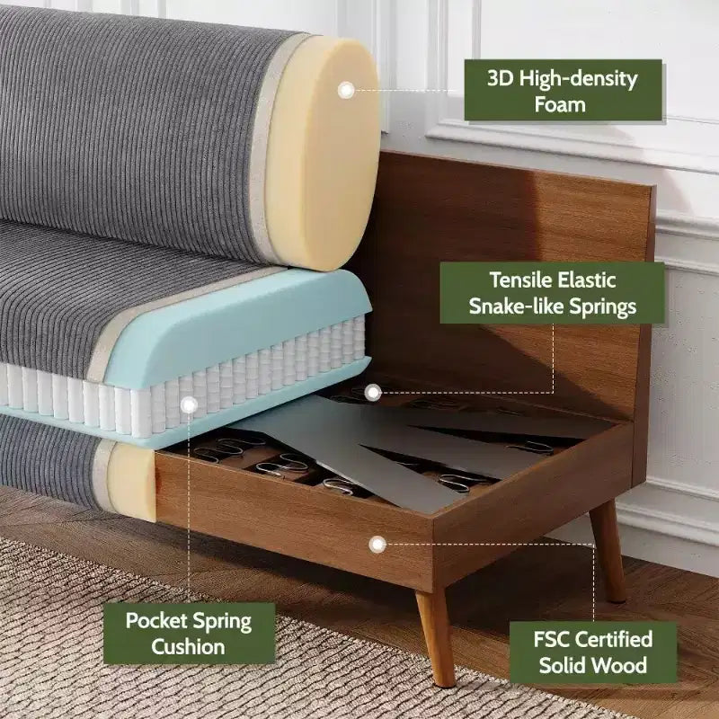 68" Modern Upholstered Loveseat Sofa with 24" Deep Seat & Padded Arms