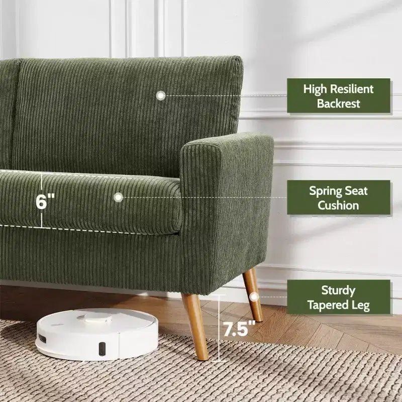 68" Modern Upholstered Loveseat Sofa with 24" Deep Seat & Padded Arms