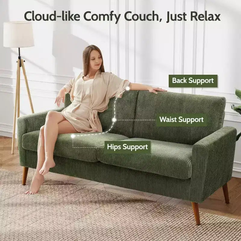68" Modern Upholstered Loveseat Sofa with 24" Deep Seat & Padded Arms