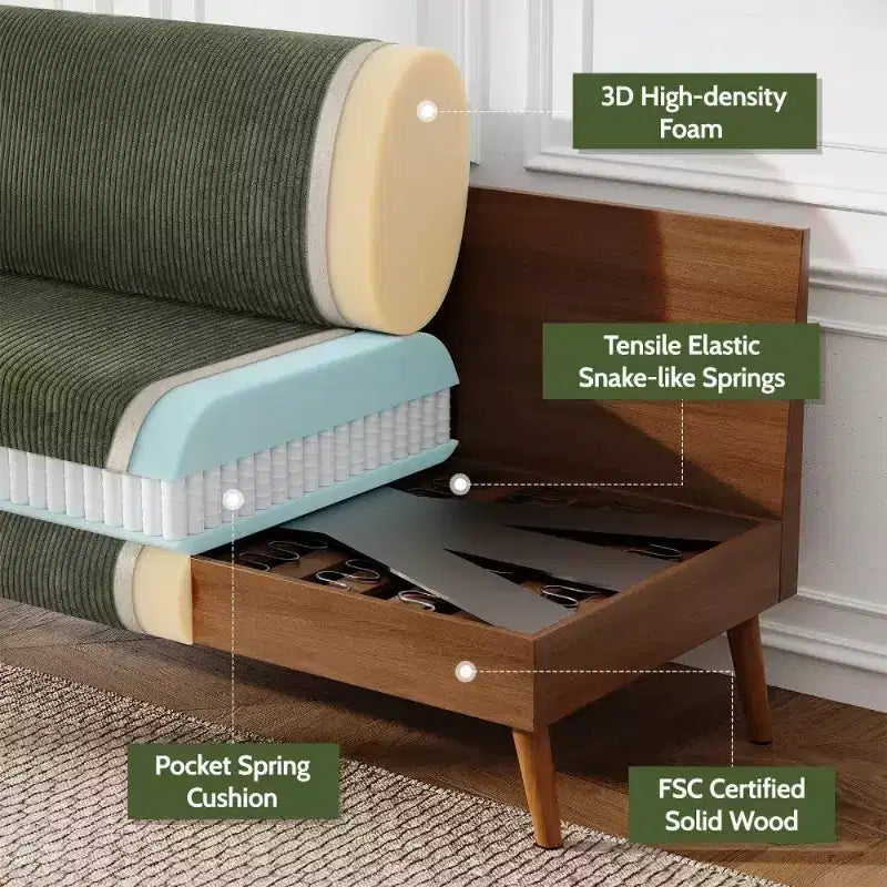 68" Modern Upholstered Loveseat Sofa with 24" Deep Seat & Padded Arms