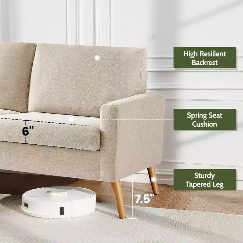 68" Modern Upholstered Loveseat Sofa with 24" Deep Seat & Padded Arms