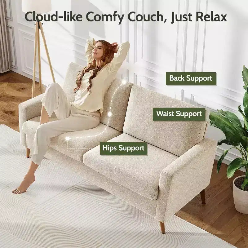 68" Modern Upholstered Loveseat Sofa with 24" Deep Seat & Padded Arms