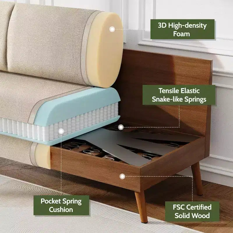 68" Modern Upholstered Loveseat Sofa with 24" Deep Seat & Padded Arms