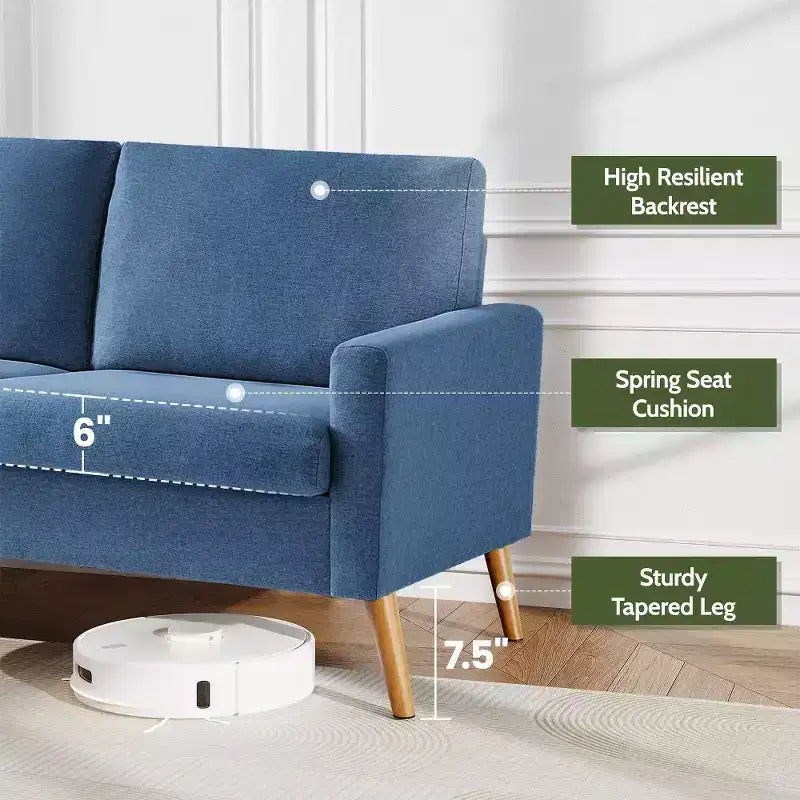 68" Modern Upholstered Loveseat Sofa with 24" Deep Seat & Padded Arms