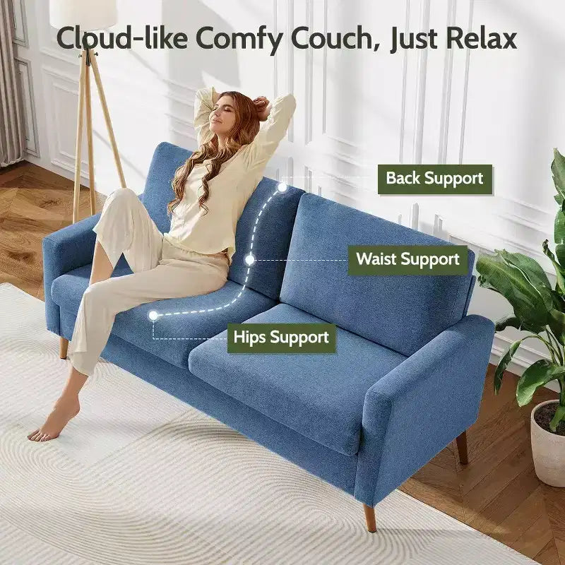 68" Modern Upholstered Loveseat Sofa with 24" Deep Seat & Padded Arms