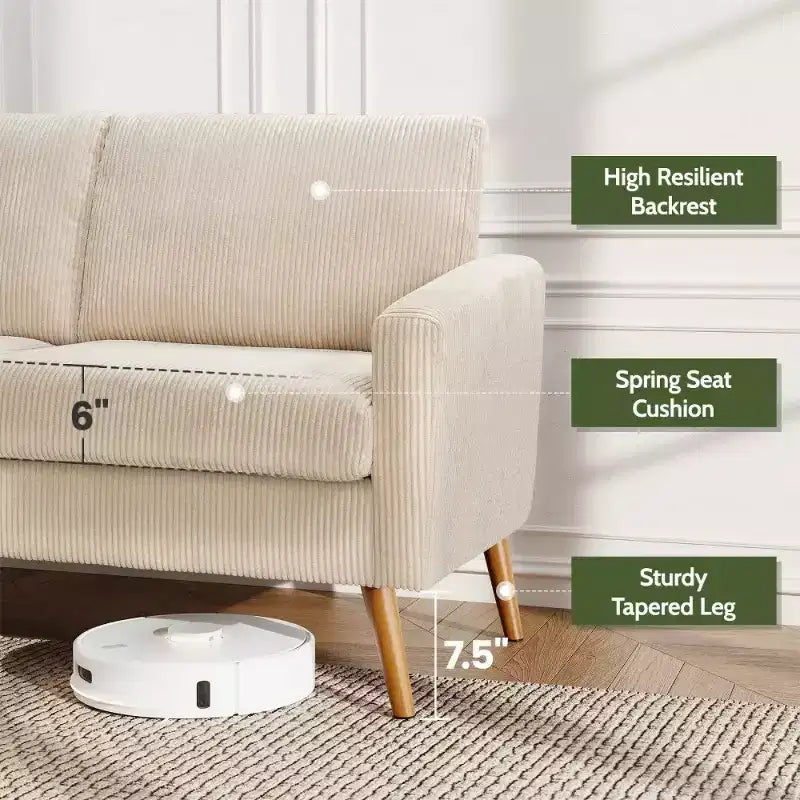 68" Modern Upholstered Loveseat Sofa with 24" Deep Seat & Padded Arms