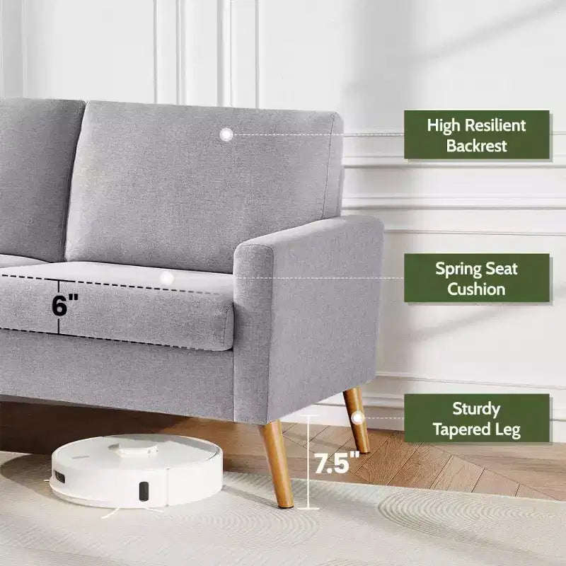 68" Modern Upholstered Loveseat Sofa with 24" Deep Seat & Padded Arms