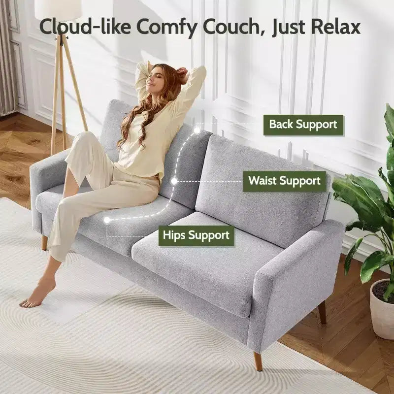 68" Modern Upholstered Loveseat Sofa with 24" Deep Seat & Padded Arms