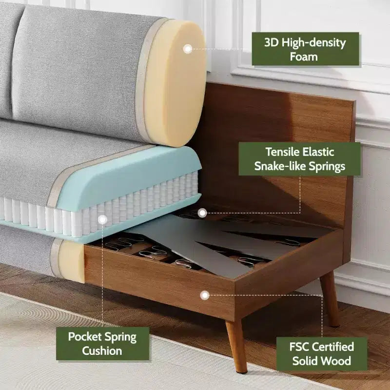 68" Modern Upholstered Loveseat Sofa with 24" Deep Seat & Padded Arms