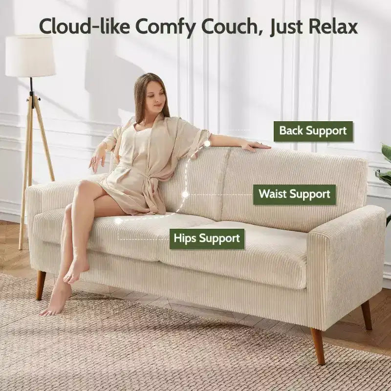 68" Modern Upholstered Loveseat Sofa with 24" Deep Seat & Padded Arms
