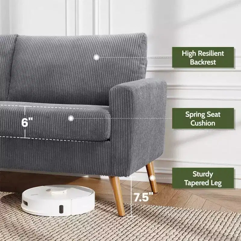 68" Modern Upholstered Loveseat Sofa with 24" Deep Seat & Padded Arms