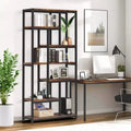 79" Tall 7-Tier Bookcase with 10 Compartments - Modern Floor Standing Bookshelf, Brown