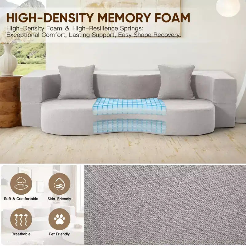 Convertible Folding Sofa Bed with High-Density Foam for Living Room, Guest Room, and Bedroom