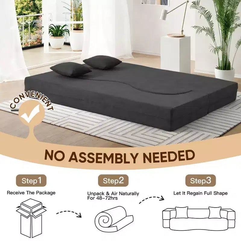 Convertible Folding Sofa Bed with High-Density Foam for Living Room, Guest Room, and Bedroom