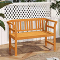 Costway 47'' Outdoor Loveseat Bench w/Curved Armrests for Backyard Front Porch Deck