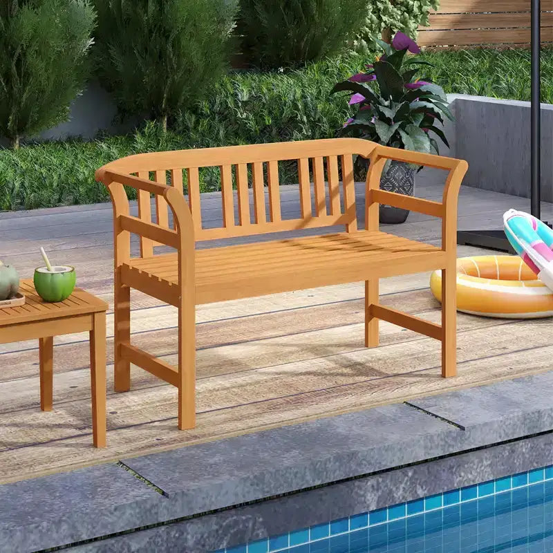 Banc de jardin Costway 47'' avec accoudoirs incurvés pour le jardin, le porche et la terrasse