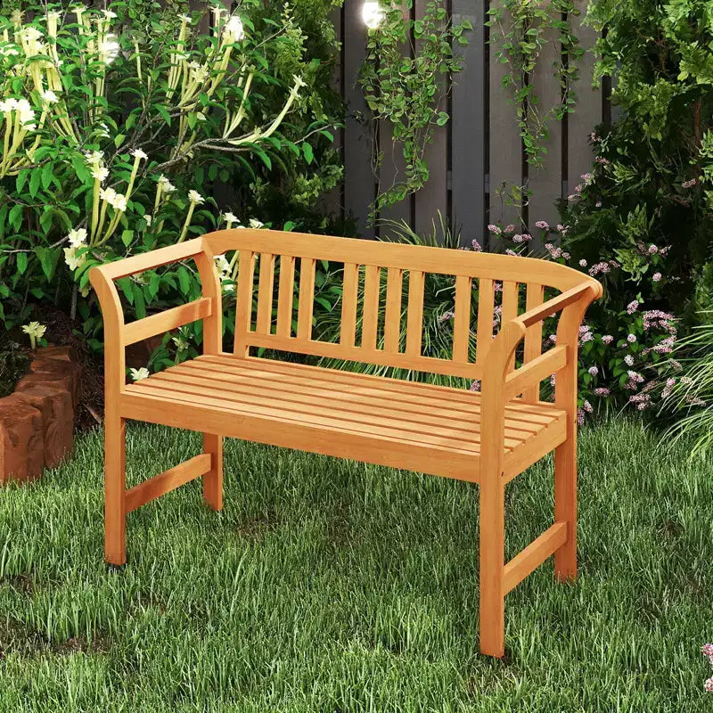 Banc de jardin Costway 47'' avec accoudoirs incurvés pour le jardin, le porche et la terrasse