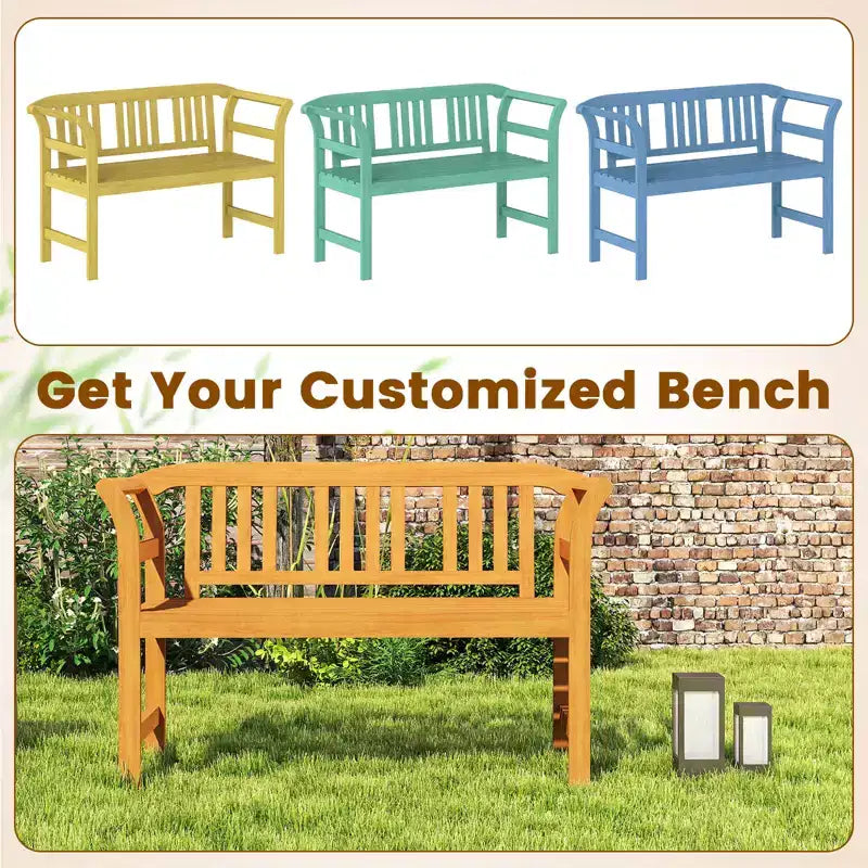 Banc de jardin Costway 47'' avec accoudoirs incurvés pour le jardin, le porche et la terrasse