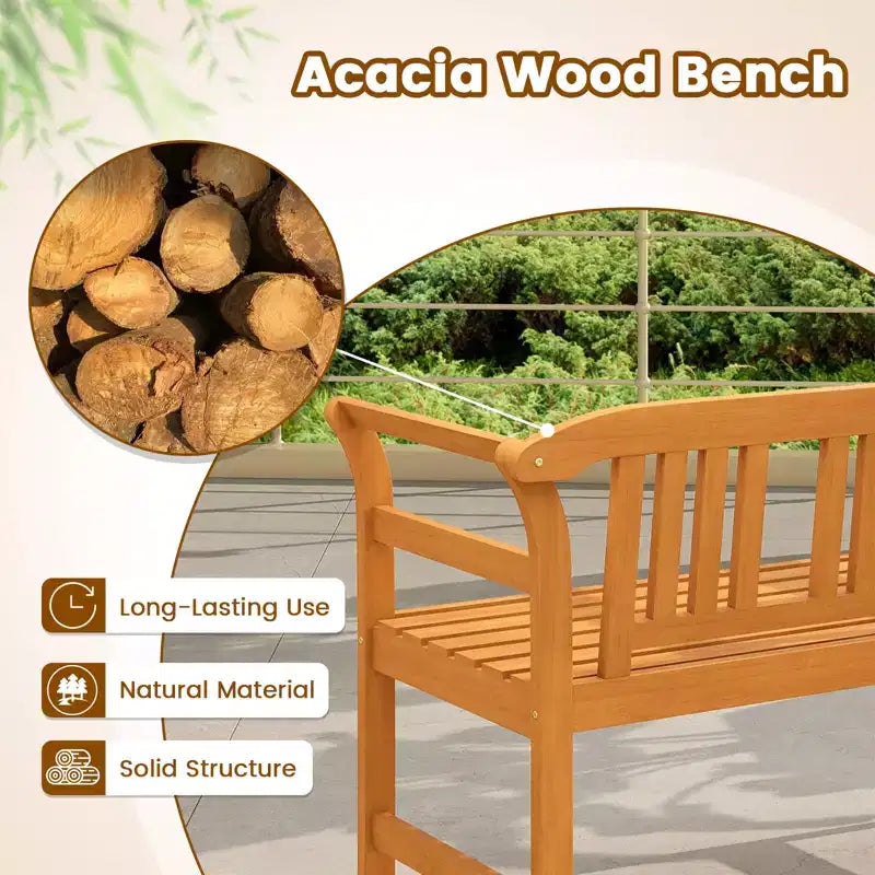 Banc de jardin Costway 47'' avec accoudoirs incurvés pour le jardin, le porche et la terrasse
