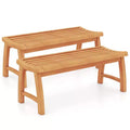 Costway 2PCS 2-Person Patio Garden Dining Bench w/Contoured Slatted Seat 800 lbs Capacity