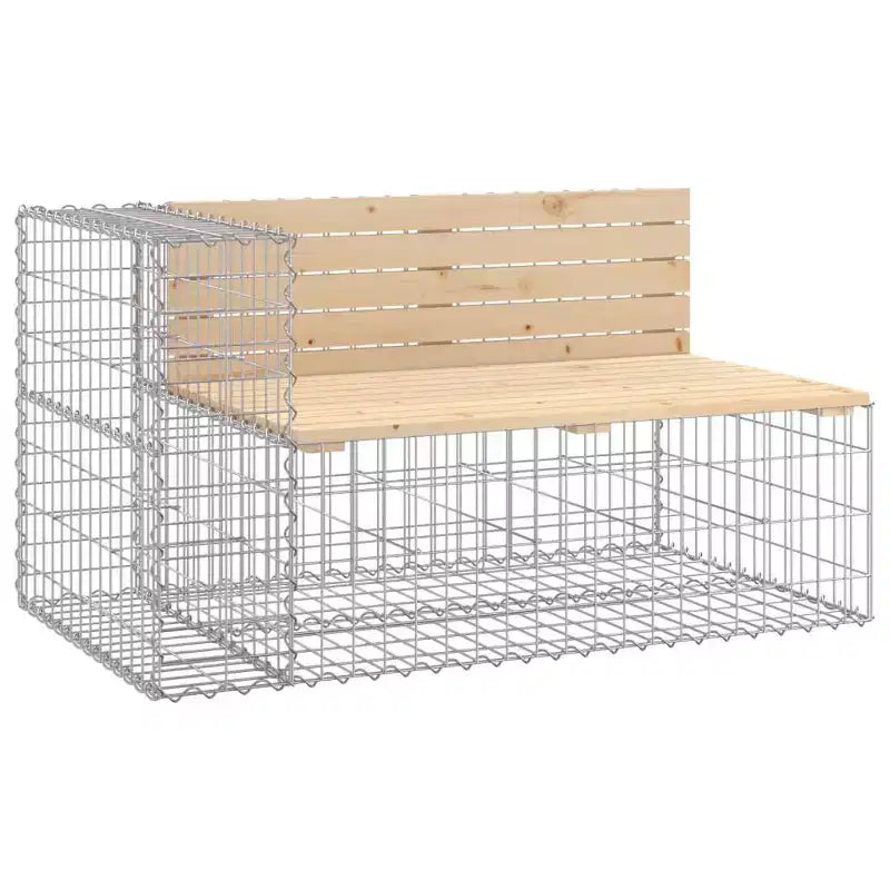 Banc de jardin Gabion - Design en bois massif Douglas et Pin - Assise extérieure