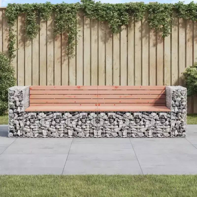 Banc de jardin Gabion - Design en bois massif Douglas et Pin - Assise extérieure