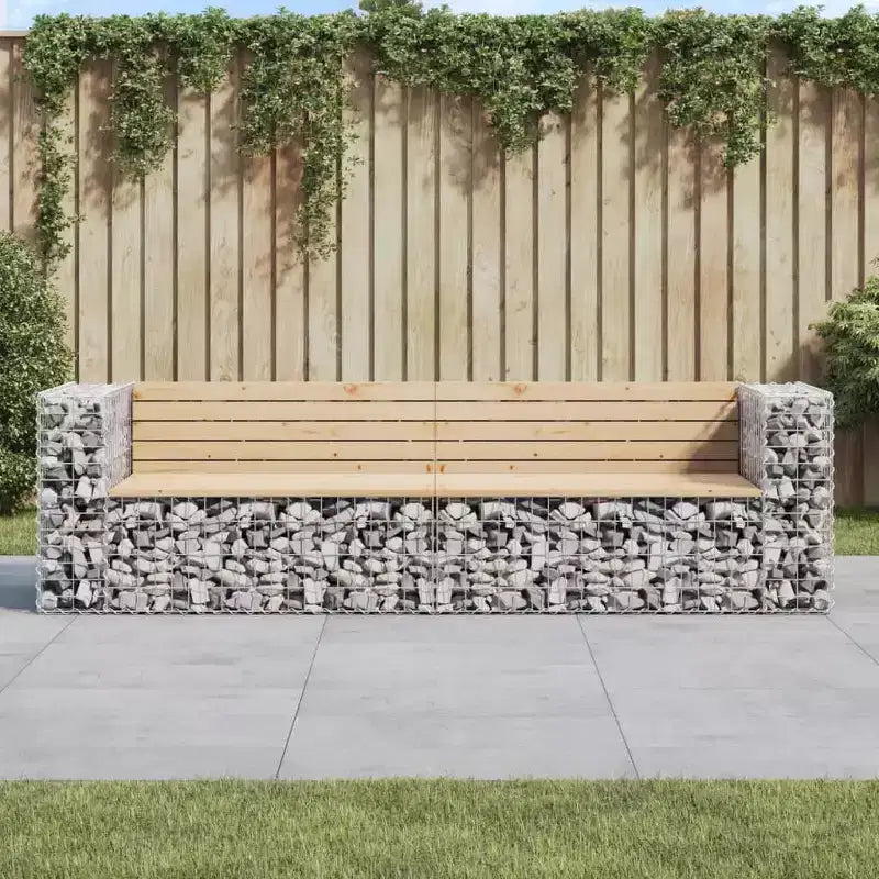 Banc de jardin Gabion - Design en bois massif Douglas et Pin - Assise extérieure