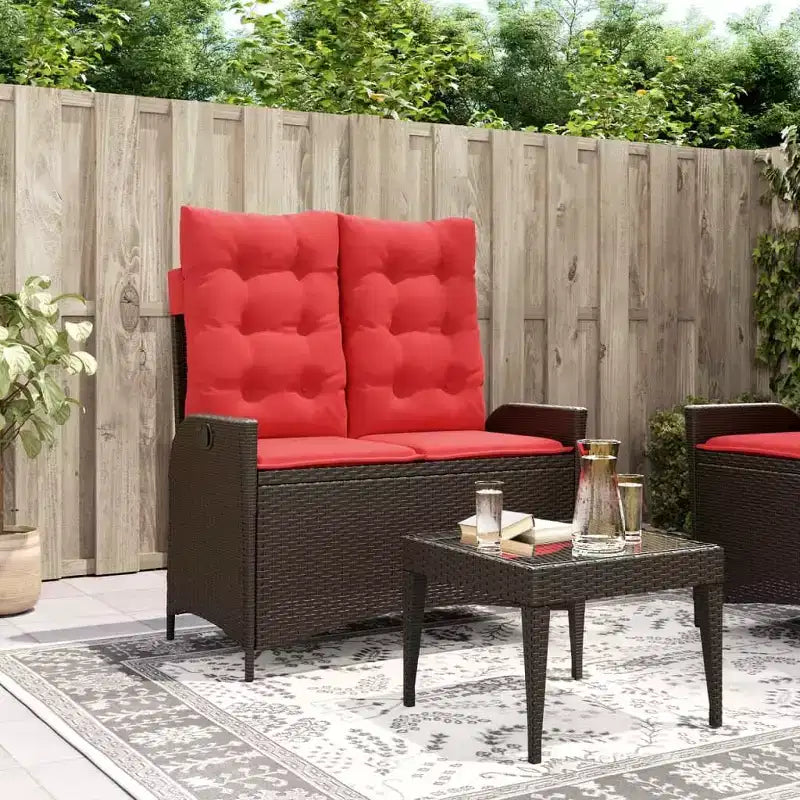 vidaXL Banc de jardin inclinable avec coussins en résine tressée