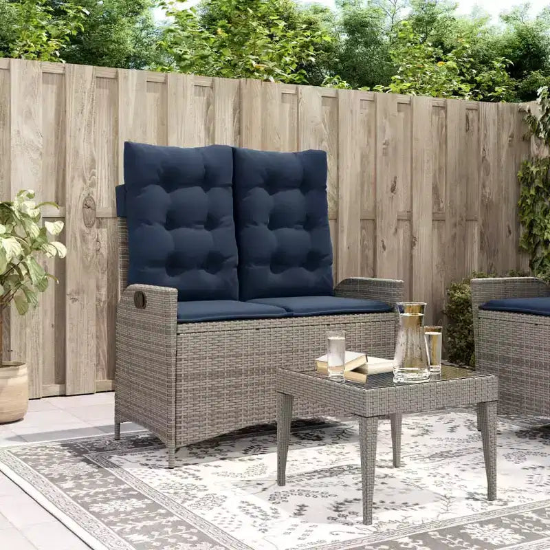 vidaXL Banc de jardin inclinable avec coussins en résine tressée
