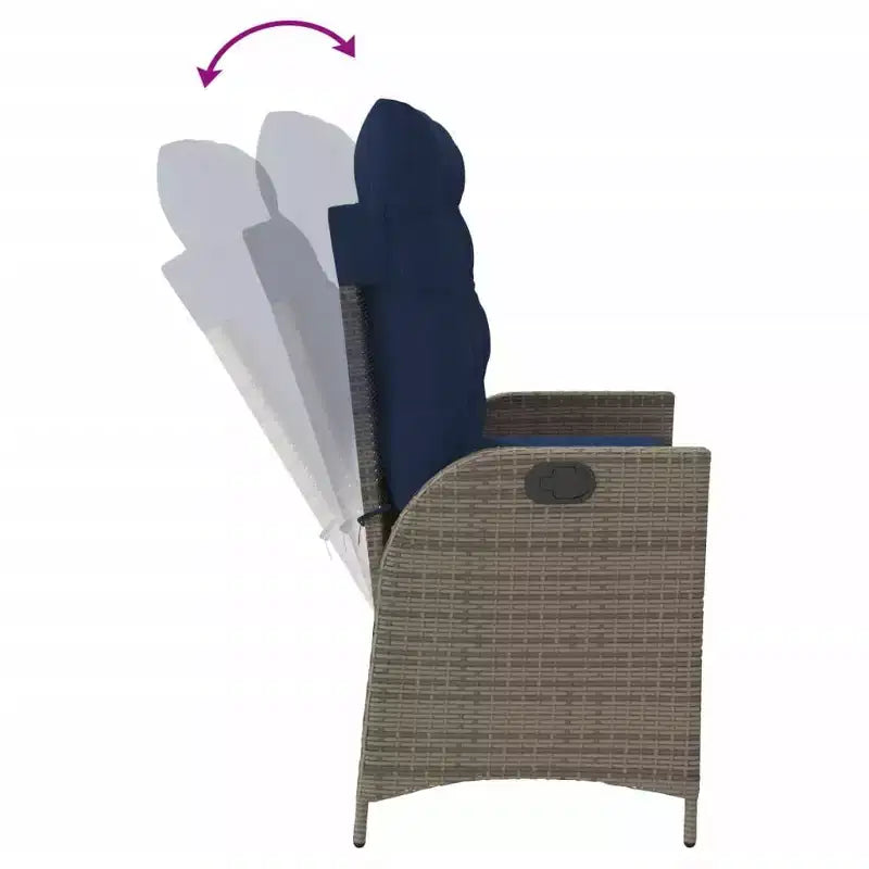 vidaXL Banc de jardin inclinable avec coussins en résine tressée
