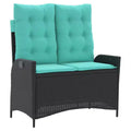 vidaXL Reclining Patio Bench with Cushions Seat Poly Rattan