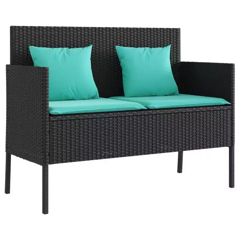 vidaXL Patio Bench with Cushions Outdoor Loveseat Poly Rattan