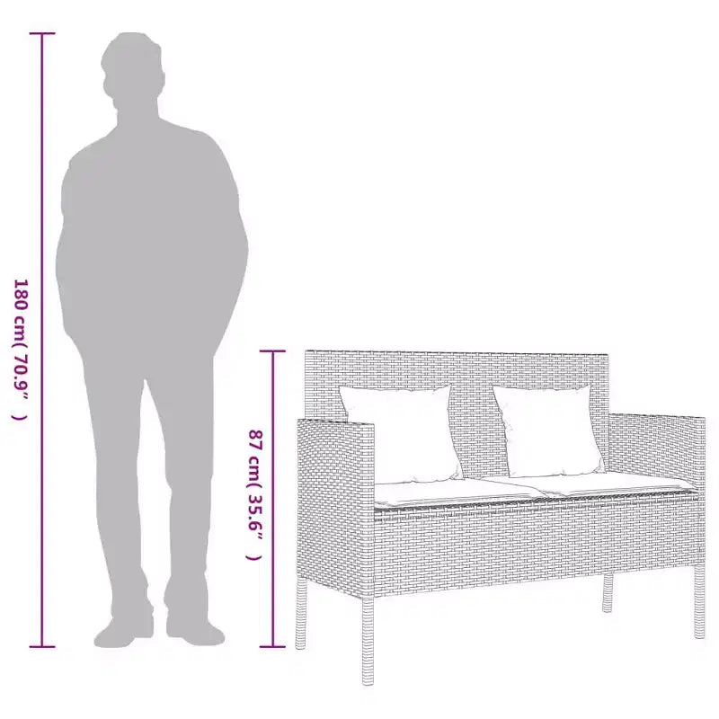 vidaXL Banc de jardin avec coussins en résine tressée pour l'extérieur