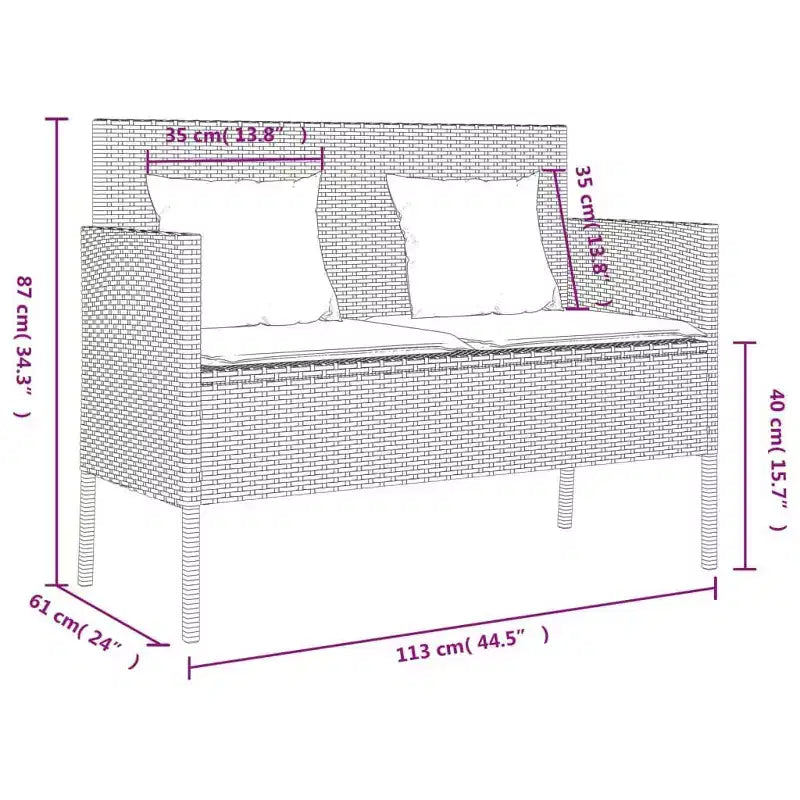 vidaXL Banc de jardin avec coussins en résine tressée pour l'extérieur