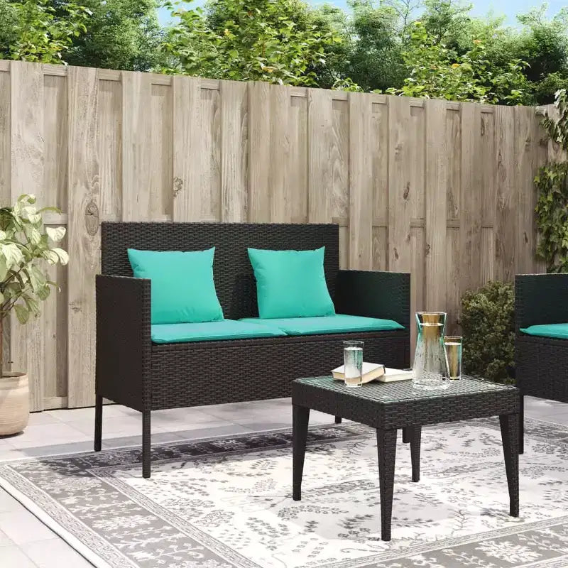 vidaXL Banc de jardin avec coussins en résine tressée pour l'extérieur