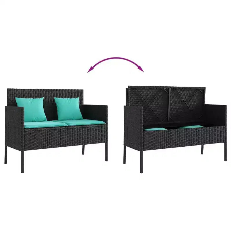 vidaXL Banc de jardin avec coussins en résine tressée pour l'extérieur