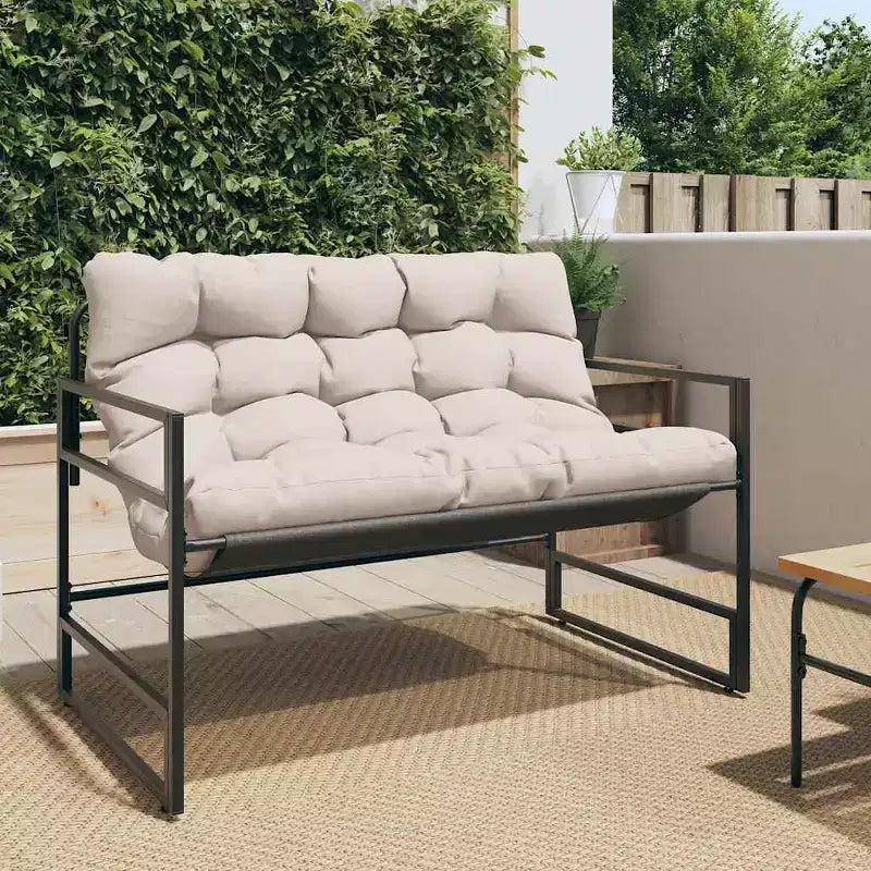 Banc de jardin avec coussin taupe