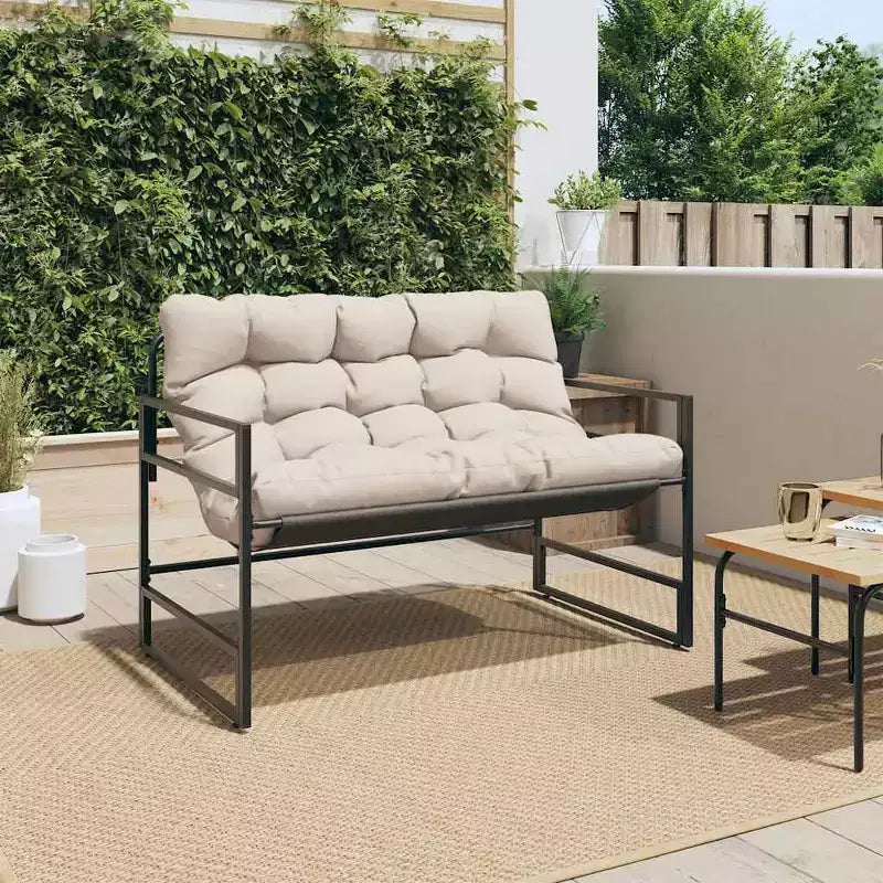 Banc de jardin avec coussin taupe