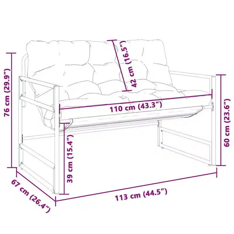 Banc de jardin avec coussin taupe