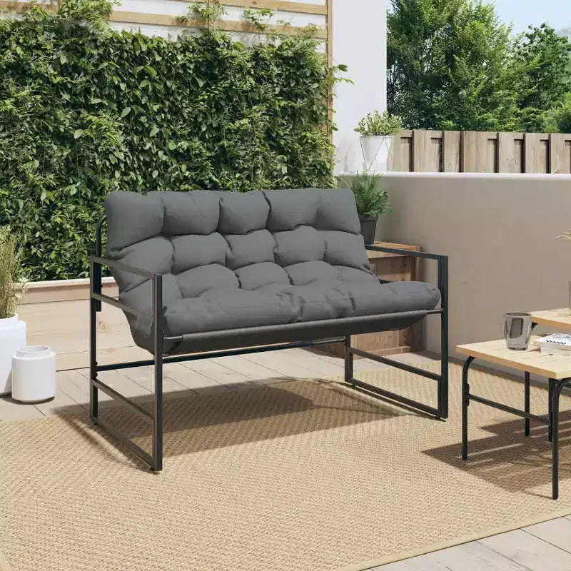 Banc de jardin avec coussin taupe