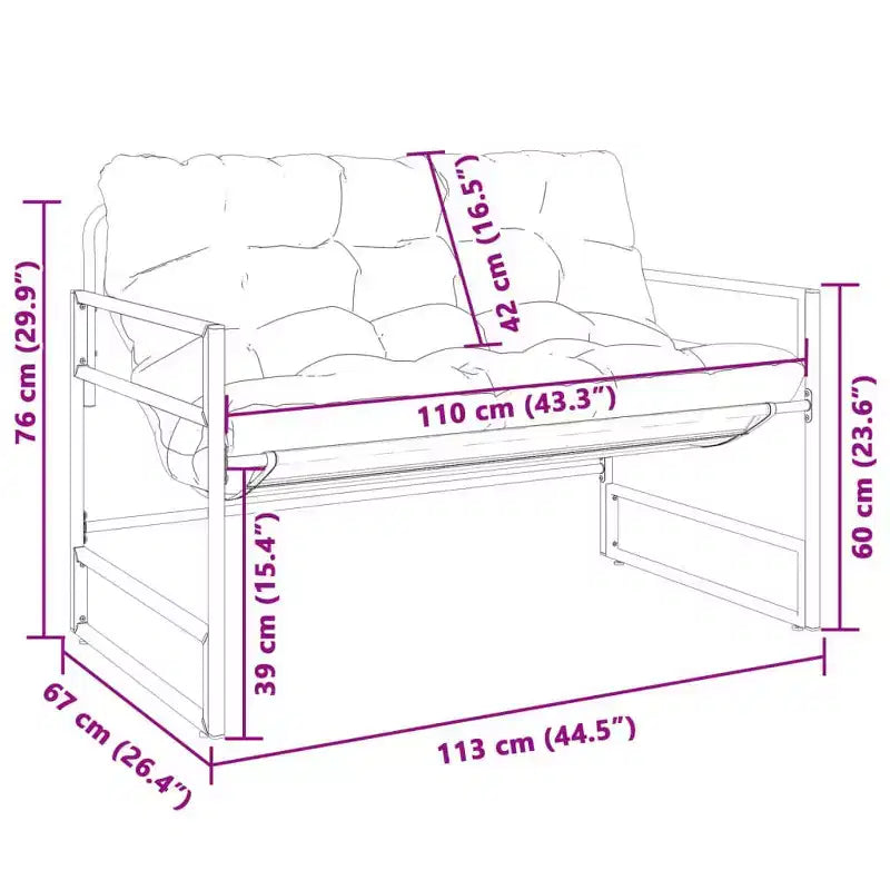 Banc de jardin avec coussin taupe