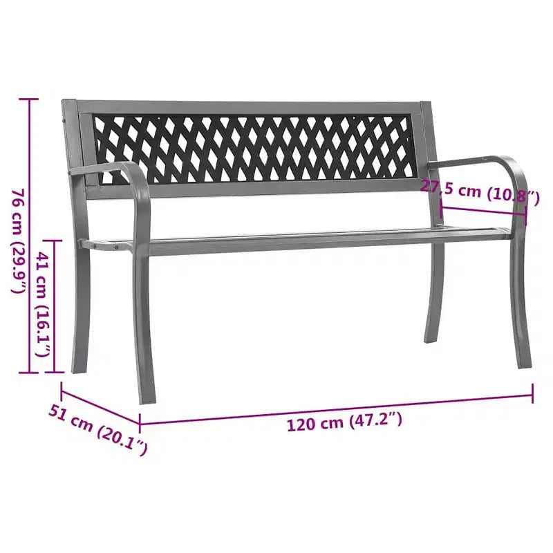 Banc de jardin en acier – Assise d'extérieur robuste pour votre jardin et votre terrasse