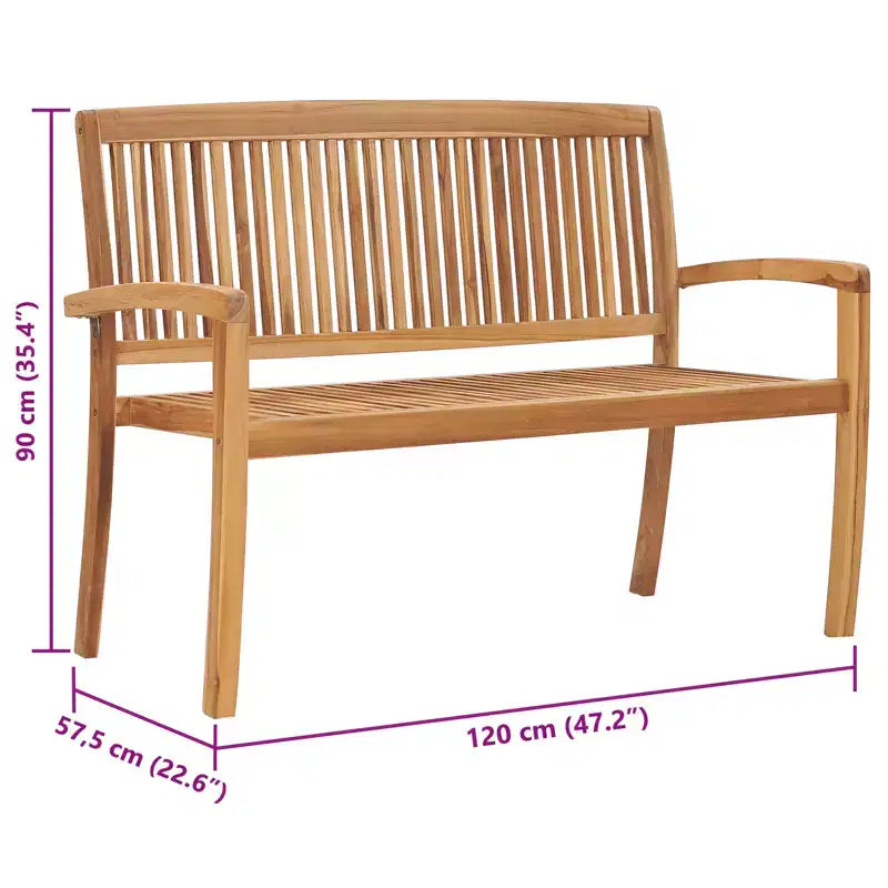 vidaXL Banc d'extérieur Banc de jardin pour porche, balcon, en bois de teck massif