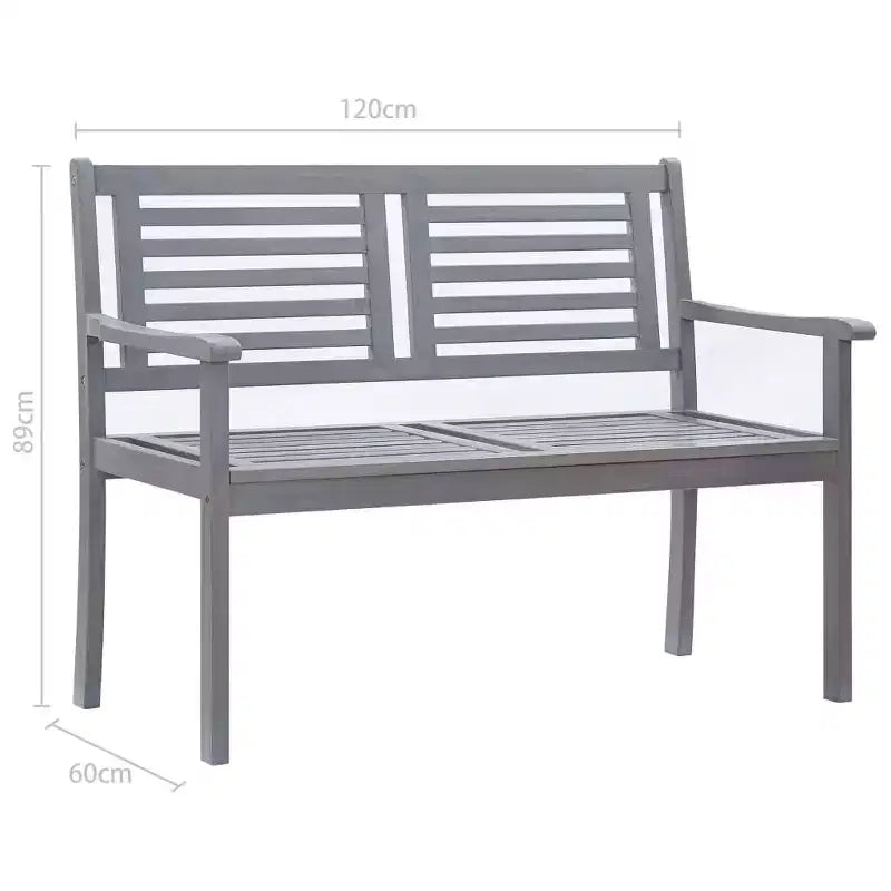 Banc de jardin gris 3 places en bois d'eucalyptus massif