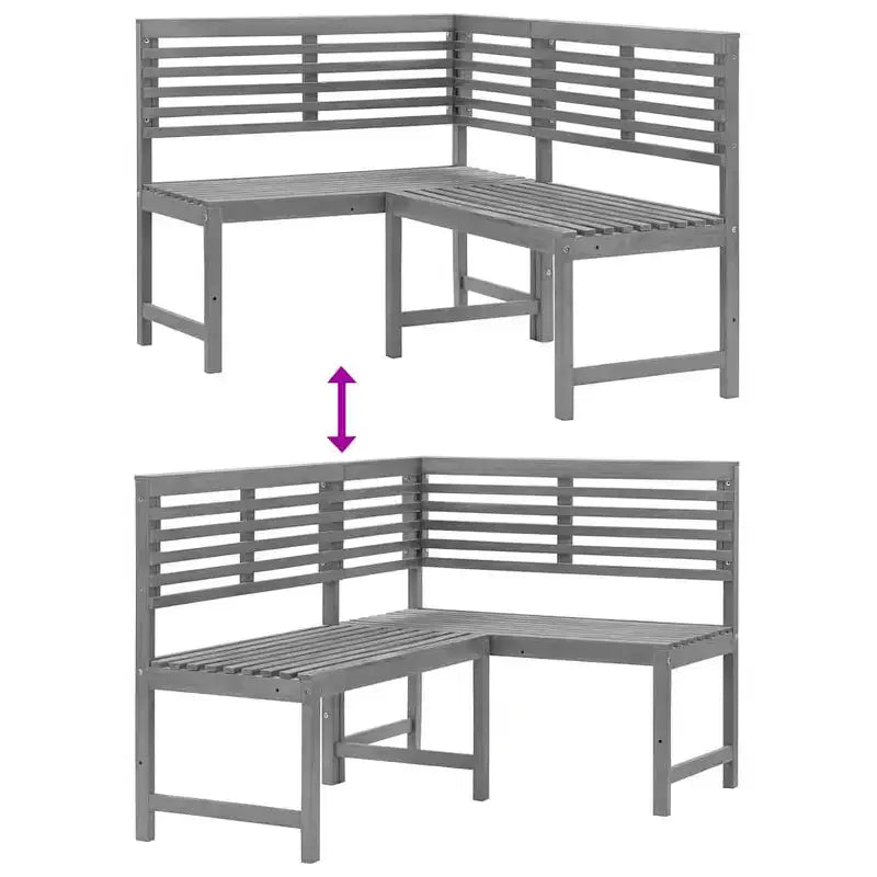 Banc d'angle de patio vidaXL, Banc d'extérieur en bois, Bois d'acacia massif