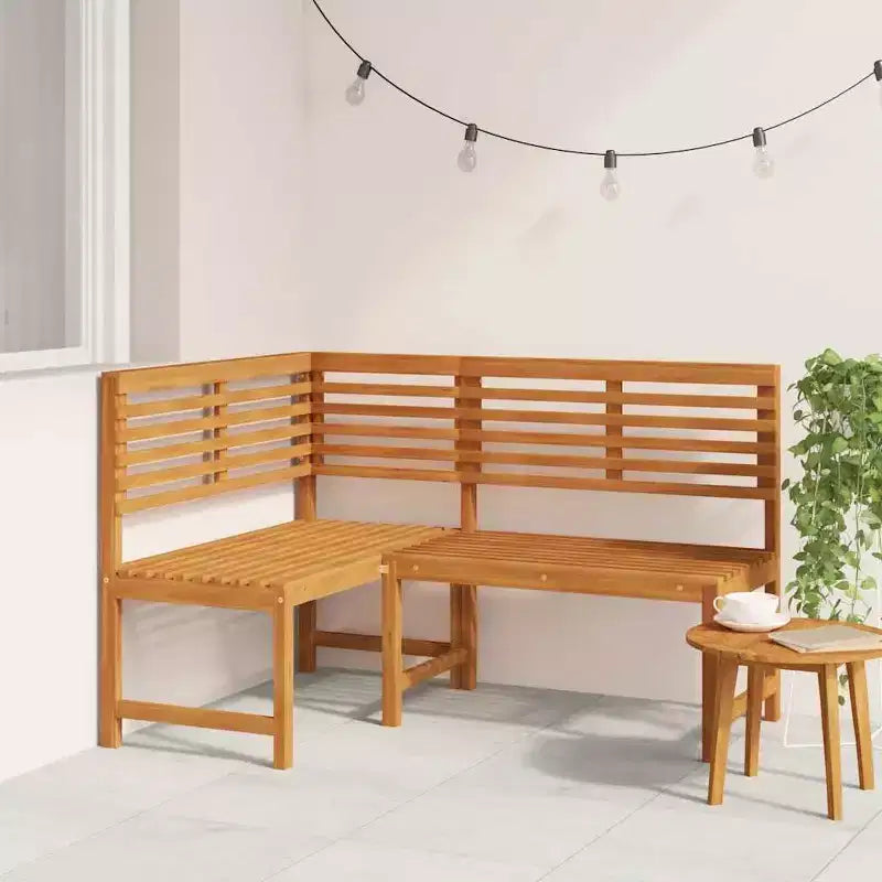 Banc d'angle de patio vidaXL, Banc d'extérieur en bois, Bois d'acacia massif