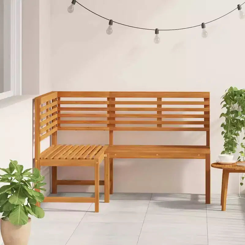 Banc d'angle de patio vidaXL, Banc d'extérieur en bois, Bois d'acacia massif