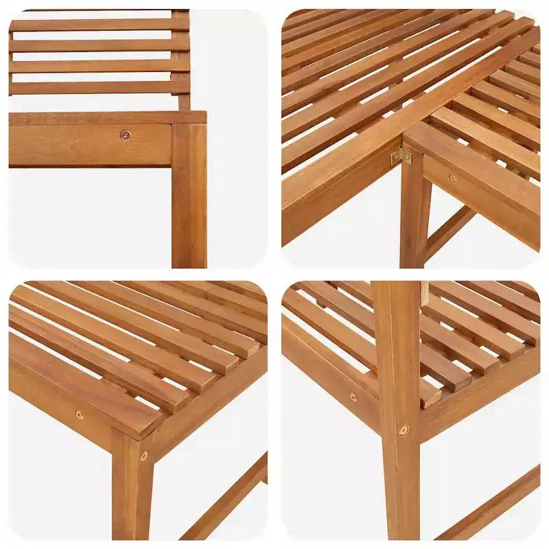 Banc d'angle de patio vidaXL, Banc d'extérieur en bois, Bois d'acacia massif